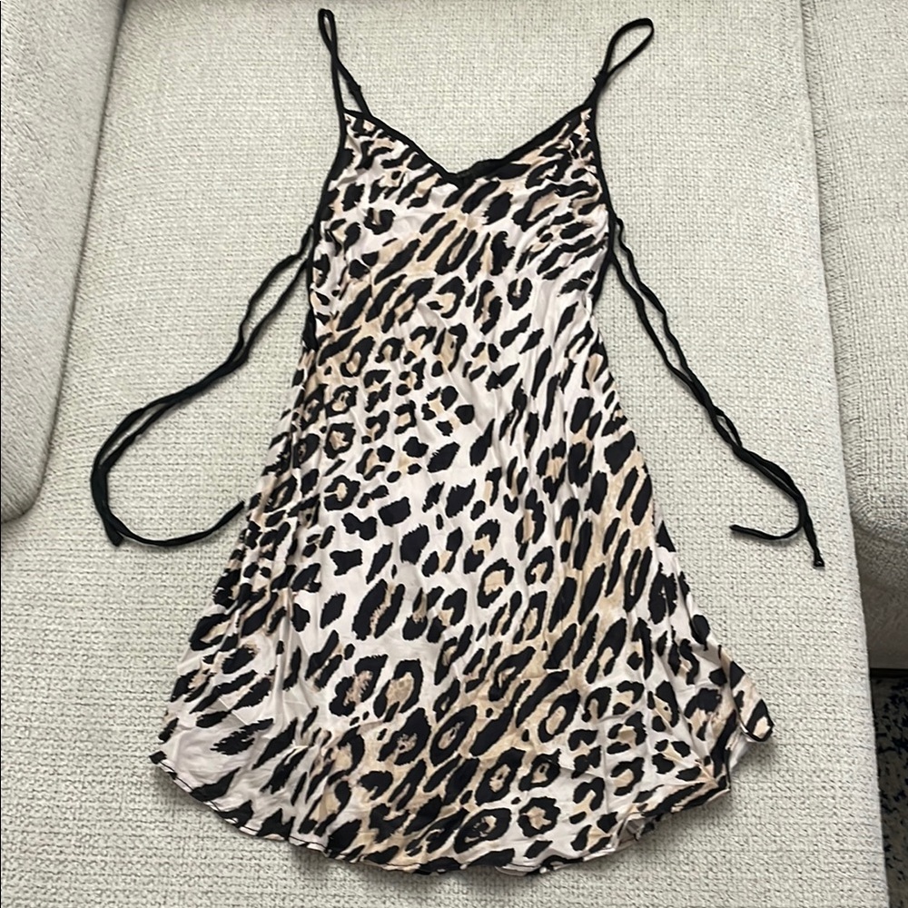 NBD Leopard Print Slip Dress